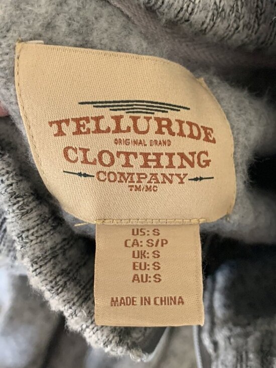 TELLURIDE CLOTHING CO 1/4 ZIP MOCK NECK GRAY FLEECE PULLOVER SMALL Men's Sweater - Picture 7 of 8